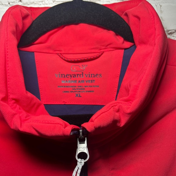 Vineyard Vines Marine Air Vest Mens XL Red Puffer Sleeveless Full Zip - Picture 3 of 7
